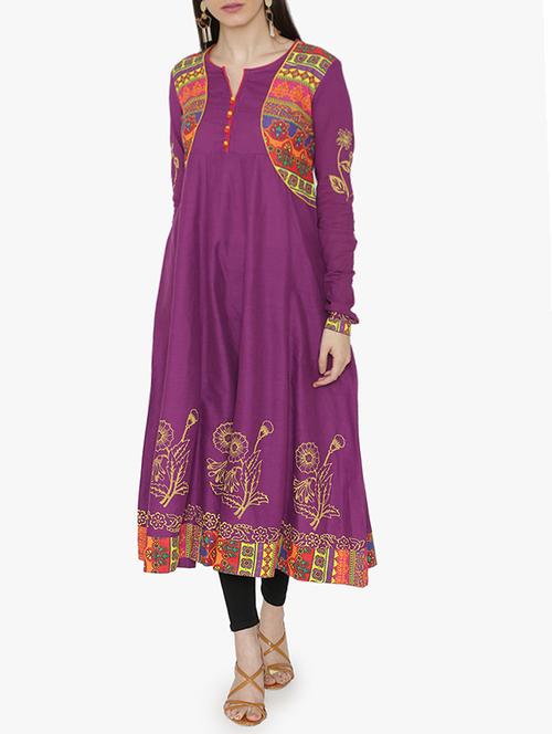 anarkali block print kurta - 15611875 - Very Small Image - 1