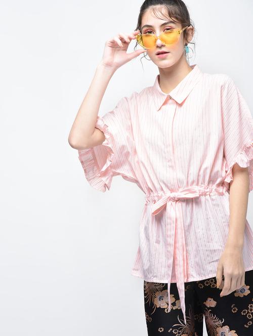 concealed placket front knot top - 15611910 - Very Small Image - 1