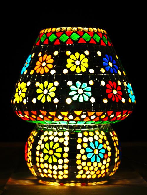 multicolour mosaic glass table lamp with shades for living room - 15612028 - Very Small Image - 1