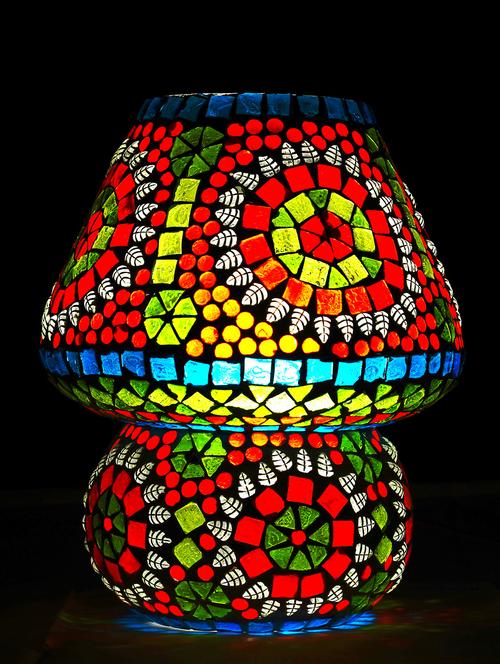 multicolour mosaic glass table lamp with shades for living room - 15612037 - Very Small Image - 1