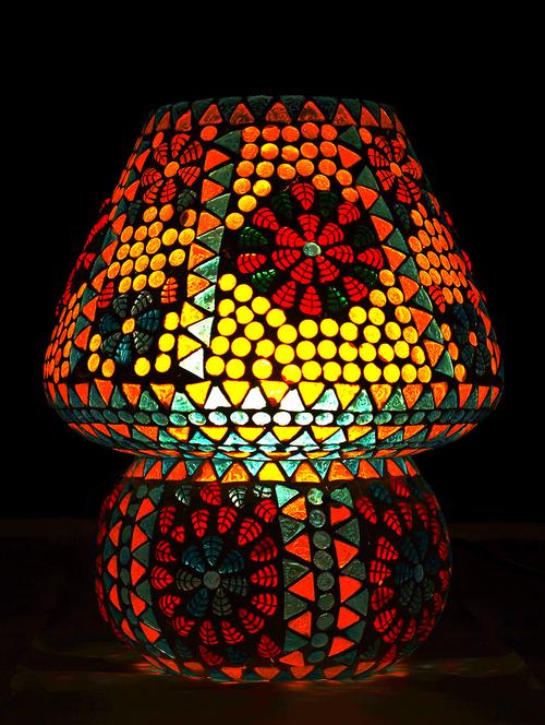 multicolour mosaic glass table lamp with shades for living room - 15612038 - Very Small Image - 1