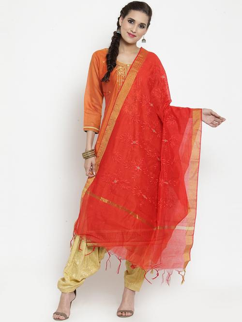 embroidered chanderi dupatta - 15612341 - Very Small Image - 1