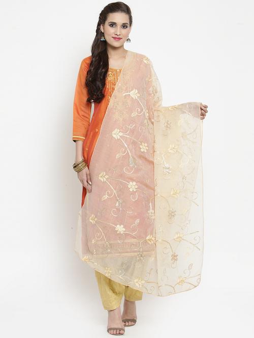 embroidered chanderi dupatta - 15612343 - Very Small Image - 1