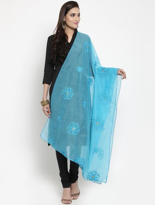 tonal embroidered chanderi dupatta - 15612346 - Very Small Image - 1