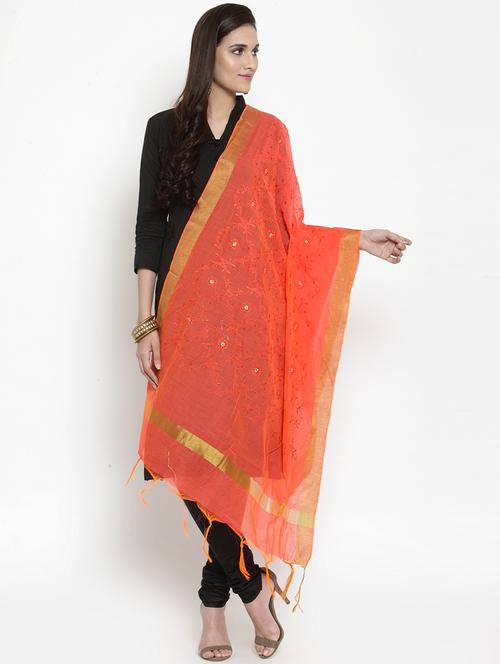 tonal embroidered chanderi dupatta - 15612347 - Very Small Image - 1