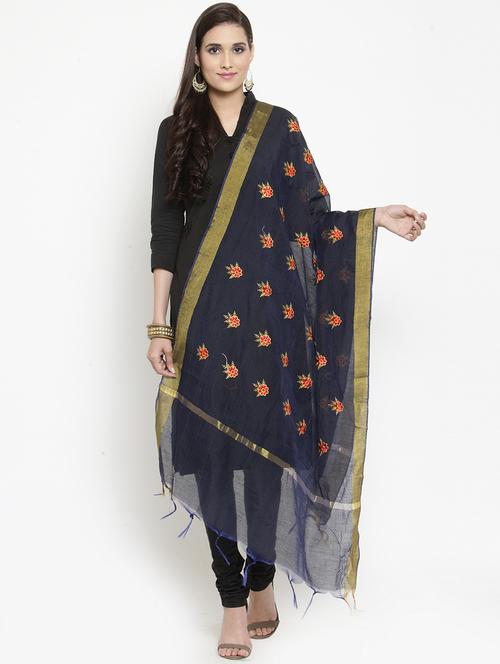 tonal embroidered chanderi dupatta - 15612350 - Very Small Image - 1