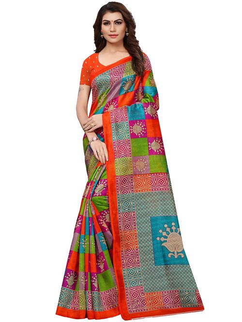 checkered printed mysore silk saree - 15613314 - Very Small Image - 1