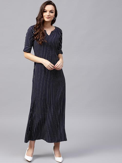 a-line stripes dress - 15614269 - Very Small Image - 1
