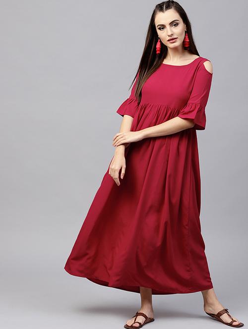 cold sleeves flared dress - 15614286 - Very Small Image - 1