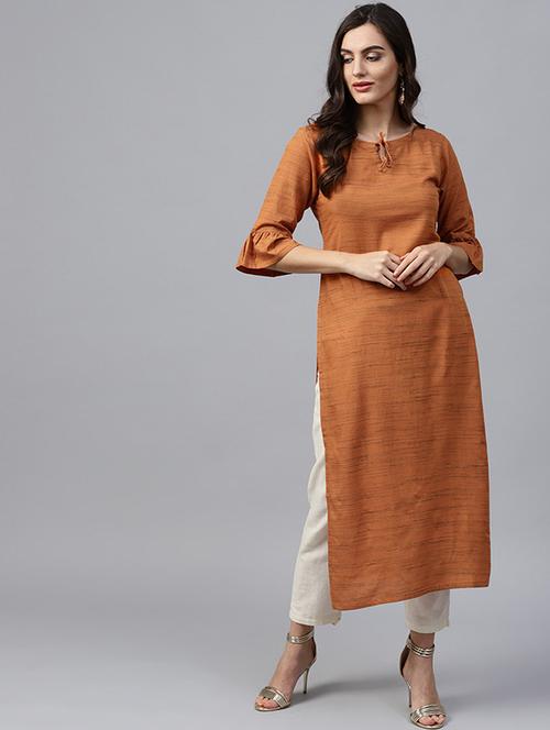 bell sleeves straight kurta - 15614292 - Very Small Image - 1