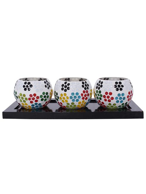 hand crafted glass votives with wooden tray - 15614368 - Very Small Image - 1