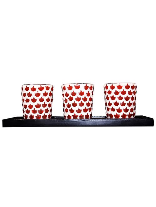 hand crafted glass votives with wooden tray - 15614373 - Very Small Image - 1
