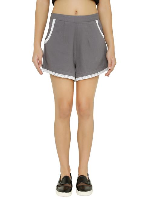 contrast lace mid waist shorts - 15614570 - Very Small Image - 1