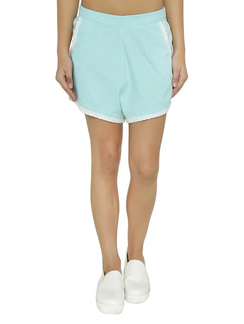 contrast lace mid waist shorts - 15614571 - Very Small Image - 1