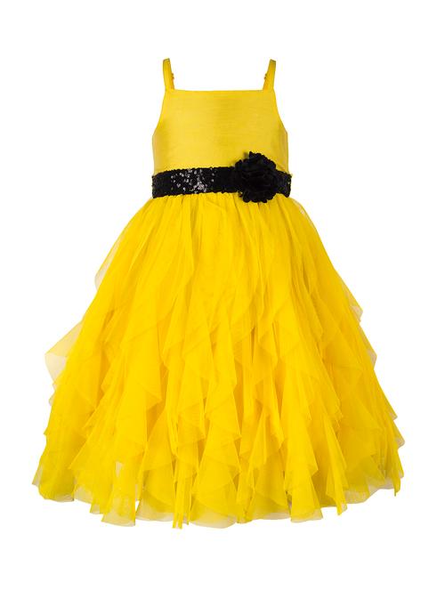 yellow net frock - 15615255 - Very Small Image - 1