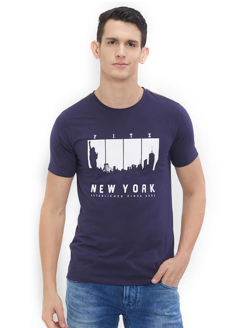 purple cotton chest print t-shirt - 15615386 - Very Small Image - 1
