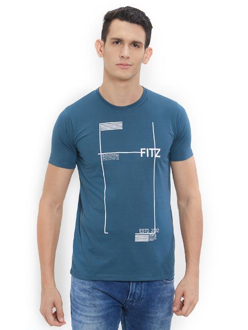 blue cotton front print t-shirt - 15615388 - Very Small Image - 1