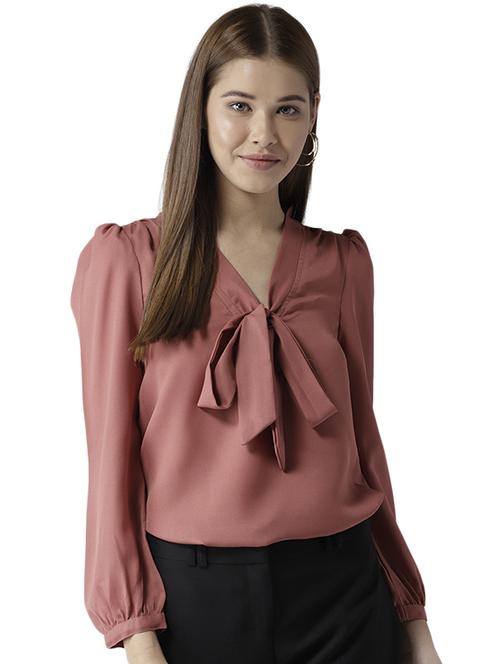 tie up neck gather detail top - 15615430 - Very Small Image - 1