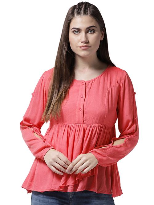 slit sleeved gathered top - 15615435 - Very Small Image - 1
