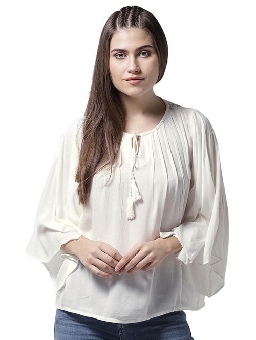 tie up neck pin tuck detail top - 15615436 - Very Small Image - 1