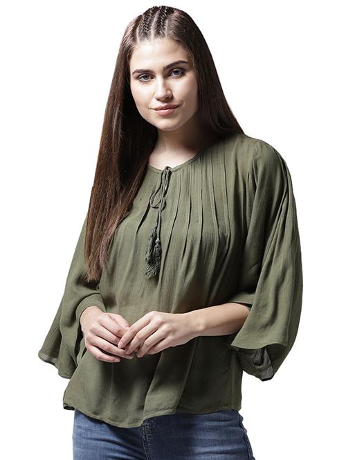 lace yoke pin tuck detail top - 15615438 - Very Small Image - 1