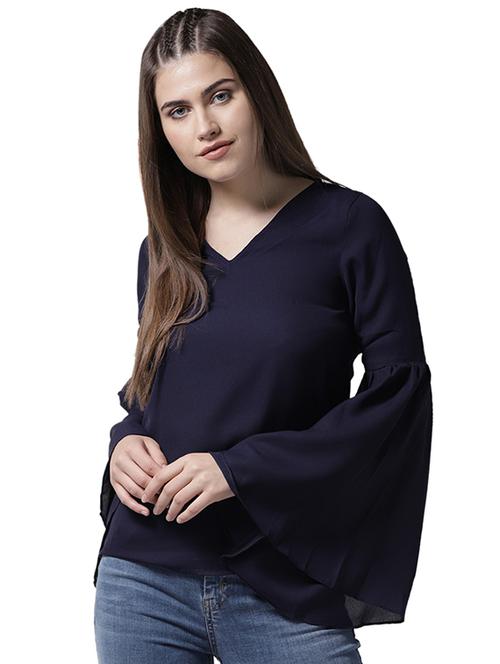 cut out back bell sleeved top - 15615443 - Very Small Image - 1