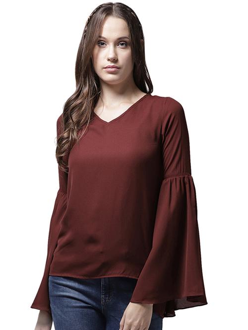 cut out back bell sleeved top - 15615444 - Very Small Image - 1