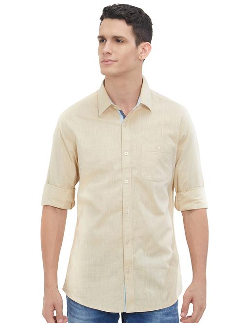 beige cotton casual shirt - 15615454 - Very Small Image - 1