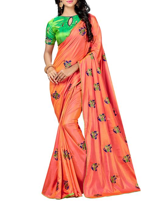 conversational peach embroidered saree with blouse - 15615598 - Very Small Image - 1