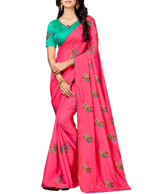 conversational pink embroidered saree with blouse - 15615604 - Very Small Image - 1