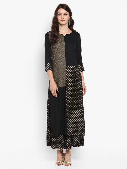 foil printed kurta with gota patti palazzo set - 15616093 - Very Small Image - 1