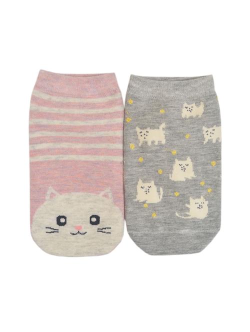 set of 2 multi colored cotton ankle length sock - 15616119 - Very Small Image - 1
