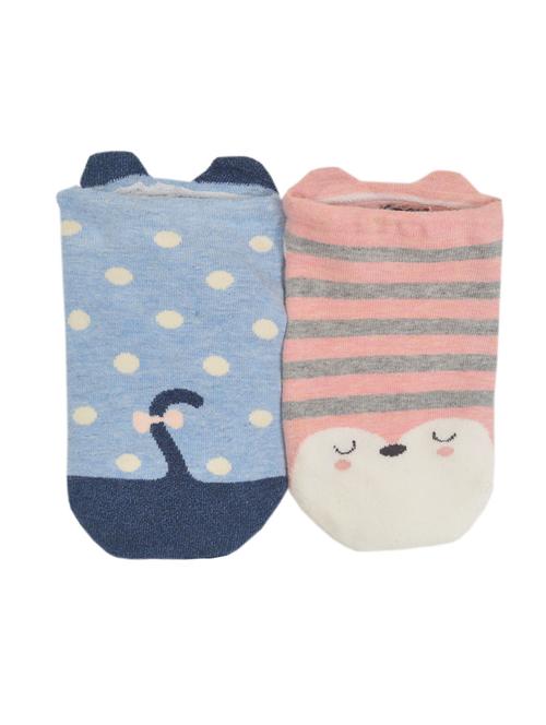 set of 2 multi colored cotton ankle length sock - 15616165 - Very Small Image - 1