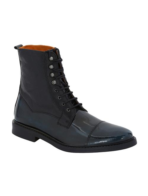 navy leather high ankle boots - 15616479 - Very Small Image - 1