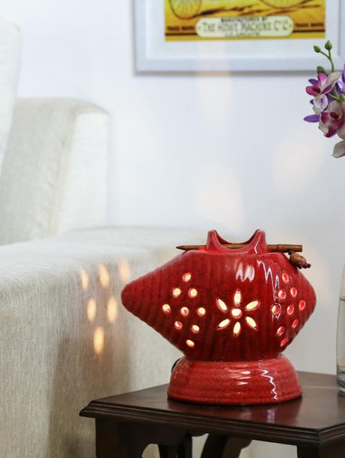 unravel india stoneware red aroma diffuser lamp - 15616659 - Very Small Image - 1