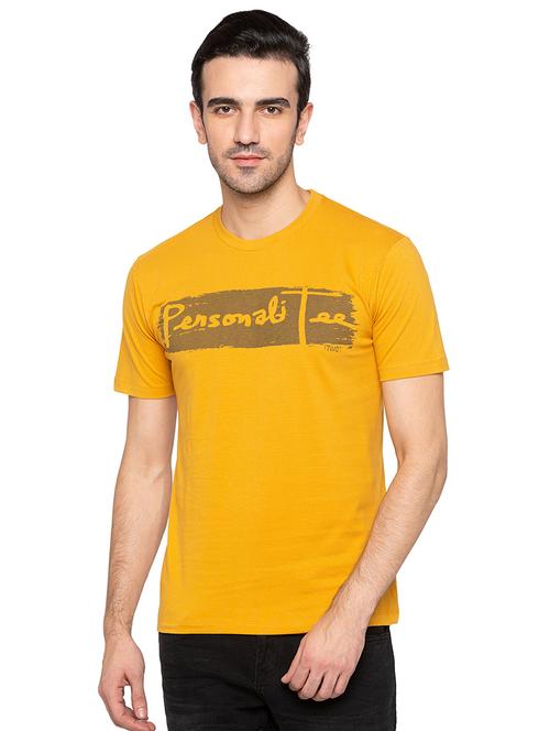 yellow cotton chest print tshirt - 15616809 - Very Small Image - 1