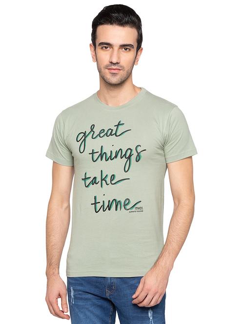 green cotton chest print tshirt - 15616818 - Very Small Image - 1