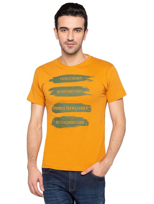 yellow cotton chest print tshirt - 15616827 - Very Small Image - 1