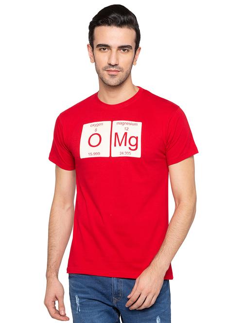 red cotton chest print tshirt - 15616833 - Very Small Image - 1