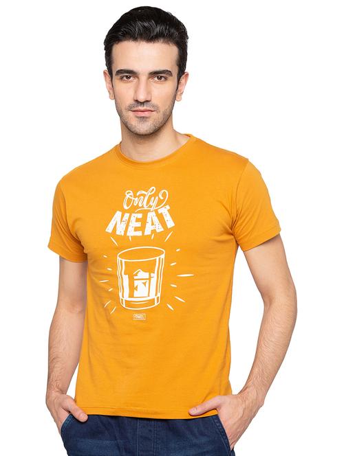 yellow cotton chest print tshirt - 15616839 - Very Small Image - 1