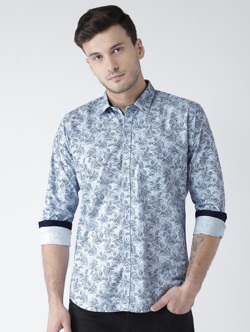 blue cotton casual shirt - 15619137 - Very Small Image - 1