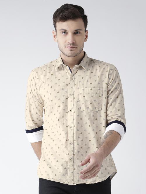 beige cotton casual shirt - 15619143 - Very Small Image - 1