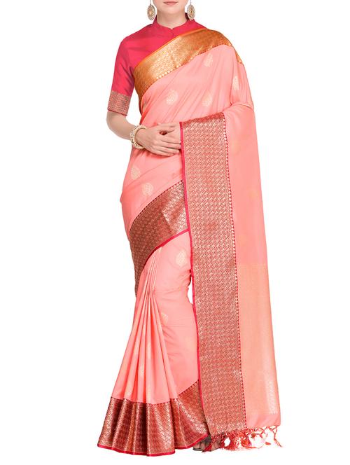 zari motifs woven saree with blouse - 15619472 - Very Small Image - 1