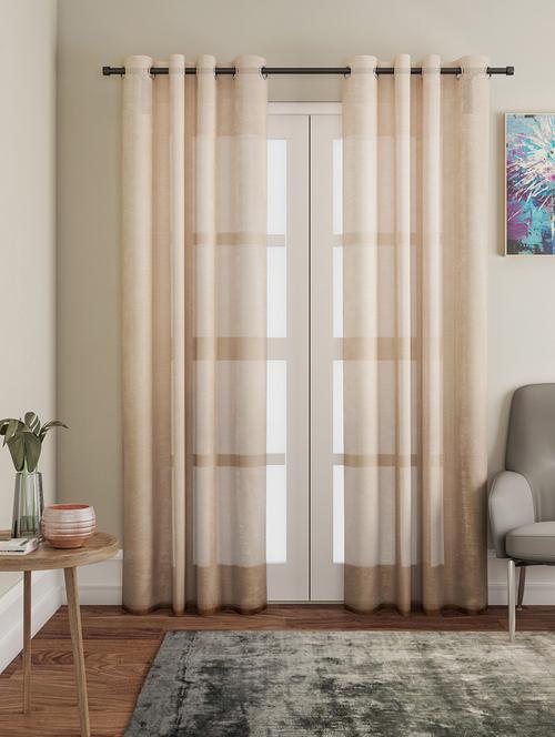 beige design 1 melody sheer door curtains 4.5 ft x 7.5 ft. (54" x 90 - 15619743 - Very Small Image - 1