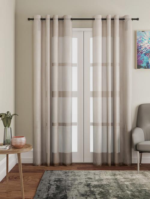beige design 4 melody sheer door curtains 4.5 ft x 7.5 ft. (54" x 90 - 15619758 - Very Small Image - 1