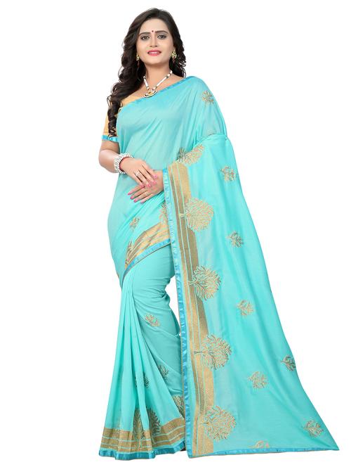 zari embroidered saree with blouse - 15619869 - Very Small Image - 1