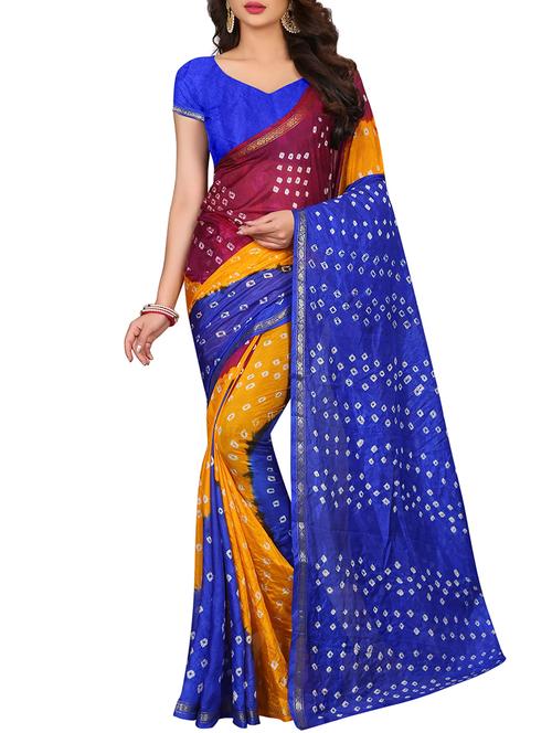 contrast shades bandhani saree - 15619939 - Very Small Image - 1