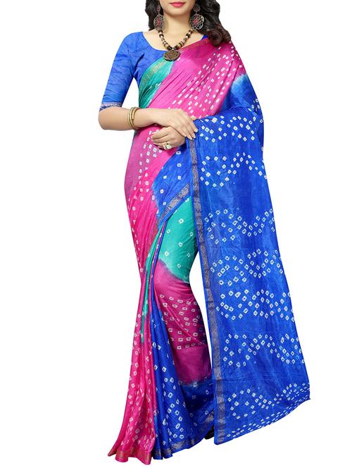 contrast shades bandhani saree - 15619942 - Very Small Image - 1