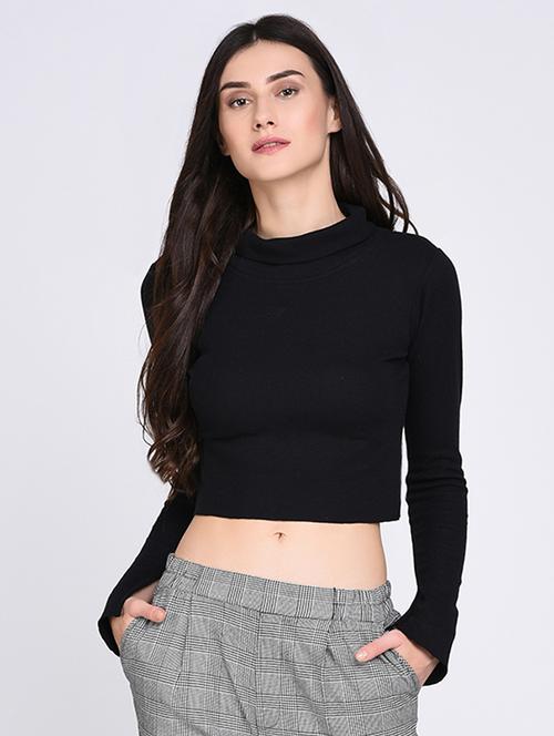 mock neck crop top - 15620431 - Very Small Image - 1
