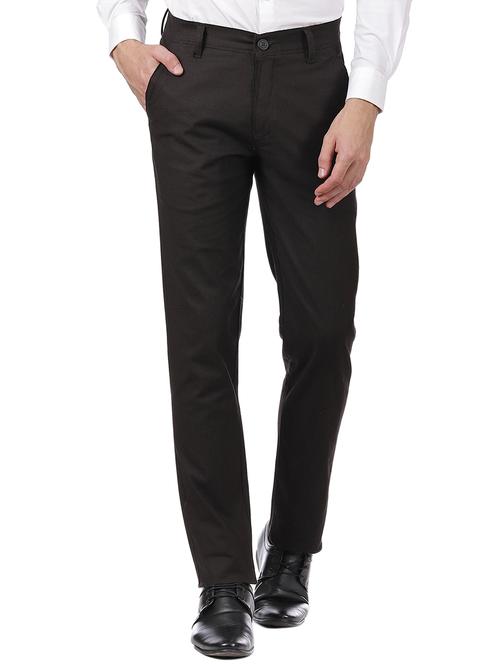 brown cotton blend flat front formal trouser - 15620486 - Very Small Image - 1